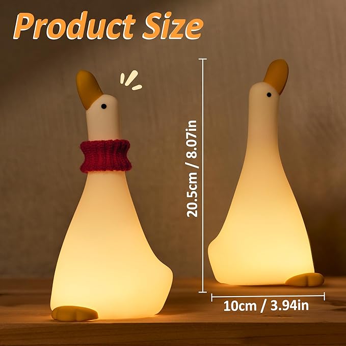 Attivolife Duck Night Light for Nursery, Cute Animal Dream Duck Lamp with Dimmable Timer, Rechargeable Bedroom Bedside Decor Touch Soft Silicone Nightlight, Birthday Xmas Gift for Kid Baby Girl Boy
