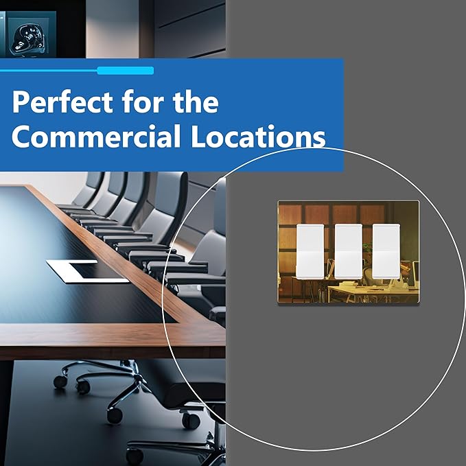 LIDER Triple Decorator Wall Plate, Impact Resistant, Mirrored Acrylic, Plexiglass, Reflective Finish, Modern Upgrade, Screwless Light Switch/Outlet Cover, Mid-Size 3-Gang 4.88" x 6.77" Gold