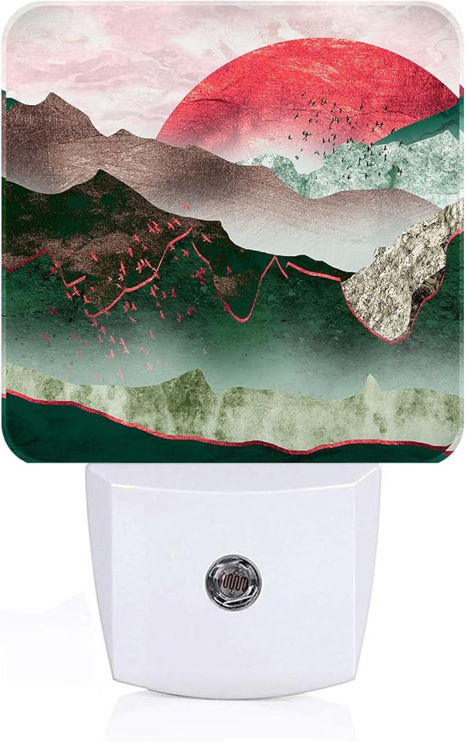 Abstract Mountains Night Light,Plug Into Wall Decor for Stairway,Hallway,Kitchen,Dusk to Dawn Sensor Nightlights for Boys/Girls/Women/Men Room Gifts