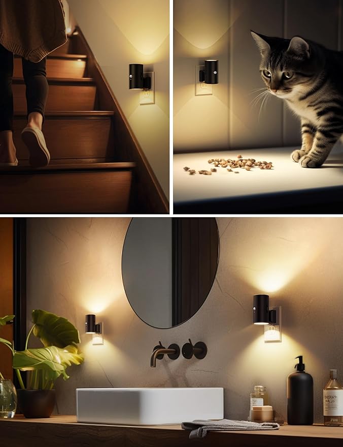 L LOHAS LED Motion Sensor Night Light Plug in, 2 Pack, Motion Activated Night Light, 0-100LM Dimmable, 3000K Soft White, Motion Sensor Light Indoor for Bathroom Hallway Bedroom Stairway Kids Elderly