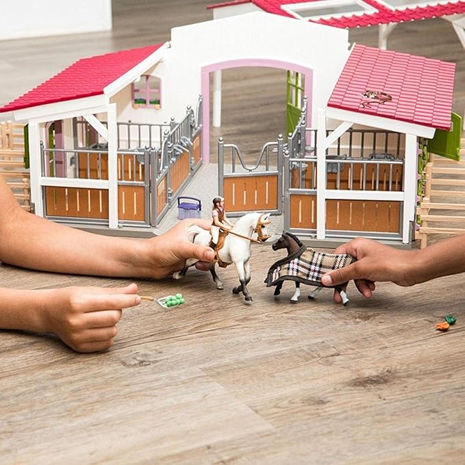 Schleich Horse Club - 97PC Riding Center Horse Toy Playset with Rider, 2 Horses, Barn and Farm Figurine Accessories for Girls and Boys - Interactive Play Figures - Realistic Kids Toys Ages 5+ | 42344