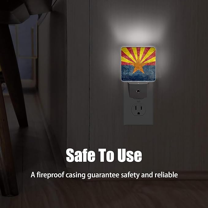 Arizona Flag Night Light, The 48th State Plug into Wall with Dusk to Dawn Light Sensors,Warm Nightlights for Bedroom, Bathroom, Hallway, Kitchen, Gifts Ideal for Boys Girls Women Men