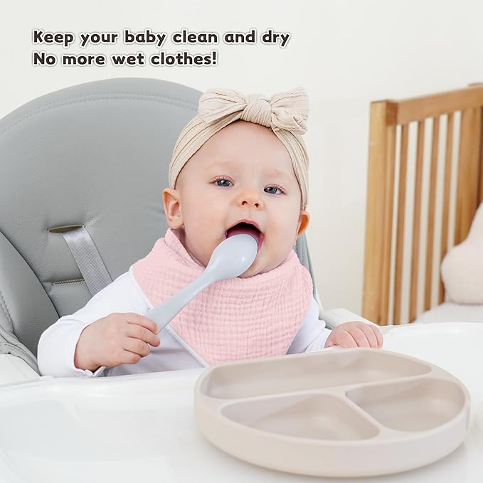 Susurration Muslin Baby Drool Bibs 6Pack Soft Triangular Adjustable Baby Bandana Bibs for Unisex Baby Girls & Boys