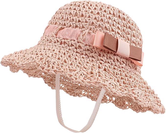 Baby Girl Straw Hat Outdoor Baby Sun Protection Hats Summer Bowknot Beach Cap for Infant Toddler Girls