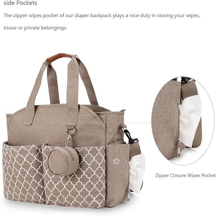 Lmbabter Diaper Bag Tote with Changing Station Upgrade Multi-Function Baby Bag with Adjustable Shoulder Strap