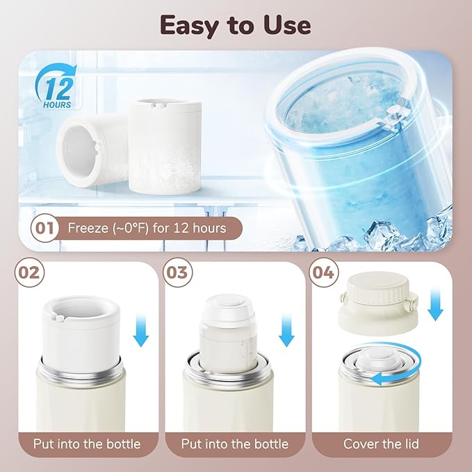 22oz Portable Breast Milk Cooler Bottle-Breastmilk Chiller for Outdoor Travel Mom, Keeps Milk Fresh Cooling for 24 Hours,Breastfeeding Essentials with 2pcs Bottle for Breastmilk Storage