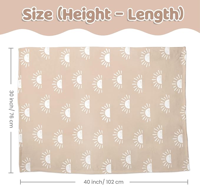 Sun Minky Baby Blanket 30 x 40 Inches for Boys Girls, Soft Plush Receiving Blanket with Dotted Back, Gift for Toddler Newborn Infant Christmas Birthday Baby Shower