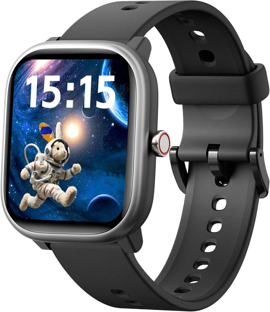 Kids Wach for Girls Boys 6-15 Year Old - Smart Watch for Kids 1.8" Fitness Tracker,No Phone Needed,Pedometer Sleep Monitor Heart Rate Waterproof,Puzzle Game for Girls Boys Teens Birthday Gift (Black)