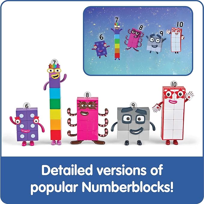 hand2mind Numberblocks Friends Six to Ten, Action Figure Set, Toy Figures & Playsets, Small Figurines for Kids, Counting Blocks, Numbers for Toddlers, Math Toys, Kids Birthday Gifts﻿