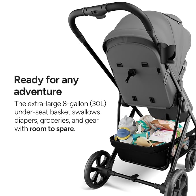 Mompush Wiz Pro 4-in-1 Baby Stroller with Bassinet Mode, Full-Size All-Terrain Premium Stroller from Newborn to Toddler, Snack Tray Included for Easy Feeding & Outing, Lay-Flat in Seconds