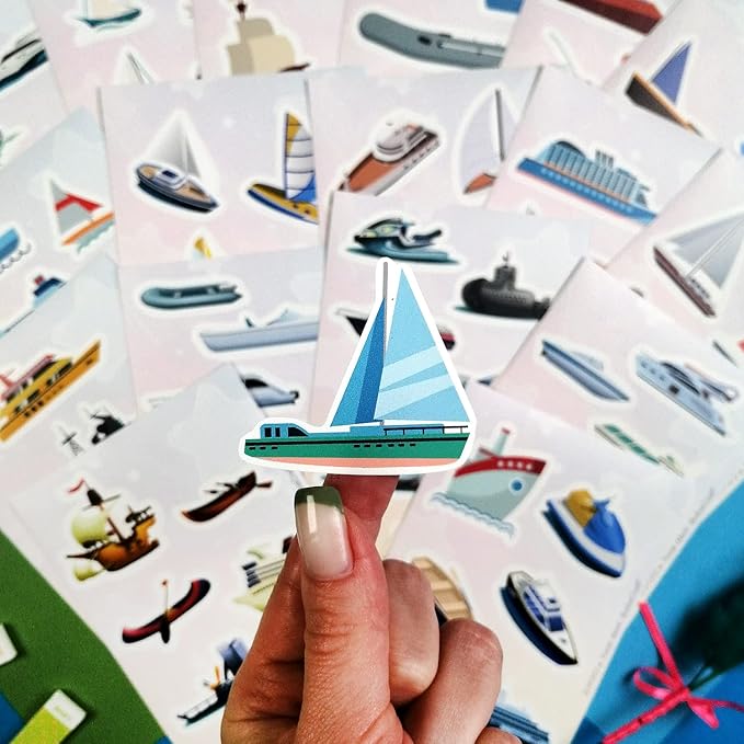 100 Pcs Boat Stickers, Sailboat Stickers - Sailboat Party Favors, Boat Gift, Gifts for Women & Men