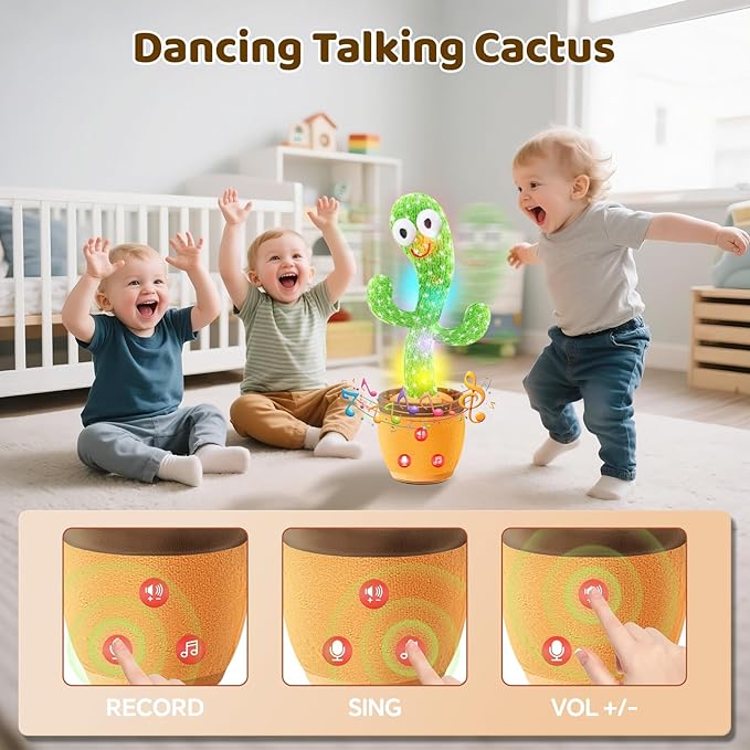 Talking Cactus Toys for Baby,Dancing Singing Cactus Mimicking Toy Gifts for Infant Kids Boys Girls Easter Basket Stuffers with 120 English Songs,Adjustable Volume,Recording Repeating,Green