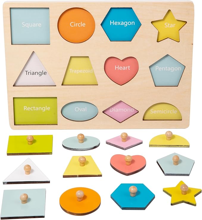 Adena Montessori Wooden Cognition Knob Puzzles Baby & Toddler Development Toy