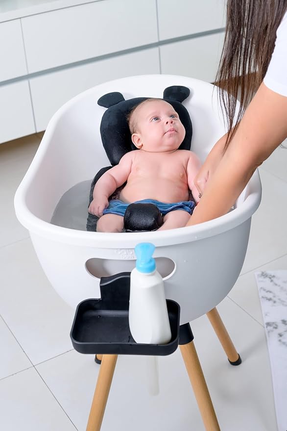 Luxury Baby Bathtub with Wooden Stand – 3-Stage Convertible, Ergonomic & Back-Saving Design