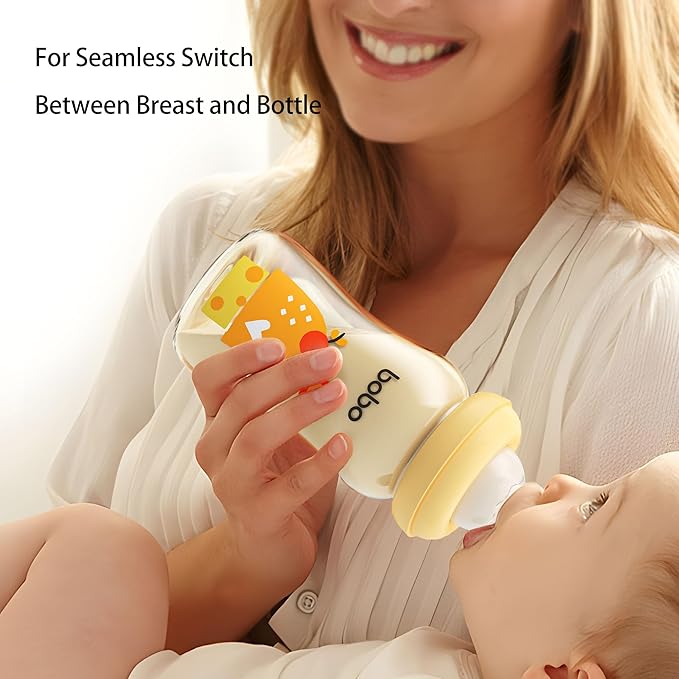 YOHKOH PPSU Baby Bottle Wide Neck, Newborn Anti-Colic Baby Bottle with Natural Response Nipple, Streamlined Body, Easy to Clean (8.8oz (Pack of 4), Yellow)