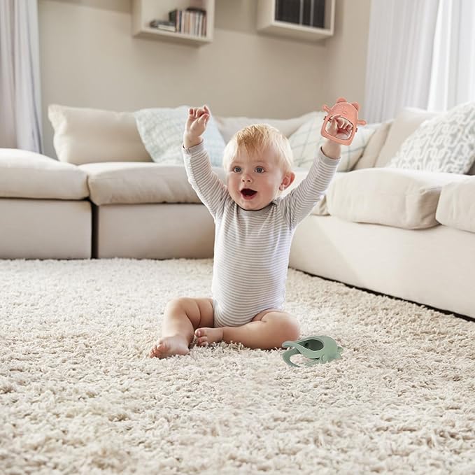 3 Pack Baby Teething Toys 3 Months+, Silicone Teething Mitten for Babies Anti Drop Wrist Hand Teether, Baby Chew Toys for Sucking Needs