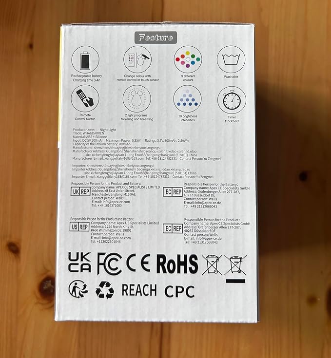 WHA&DARREN Fox Night Light for Kids, Portable, Baby Lights, Rechargeable Silicone Baby Night Light, Girls and Boys Animal Lamp, Kawaii Lamp