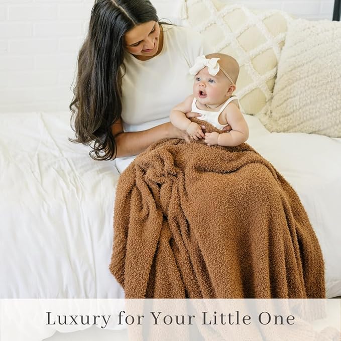 SARANONI Bamboni Baby Blanket | Luxury Plush Super Soft Blanket | Breathable Comfy Blankets for Kids and Teens | Caramel - 40" x 60"