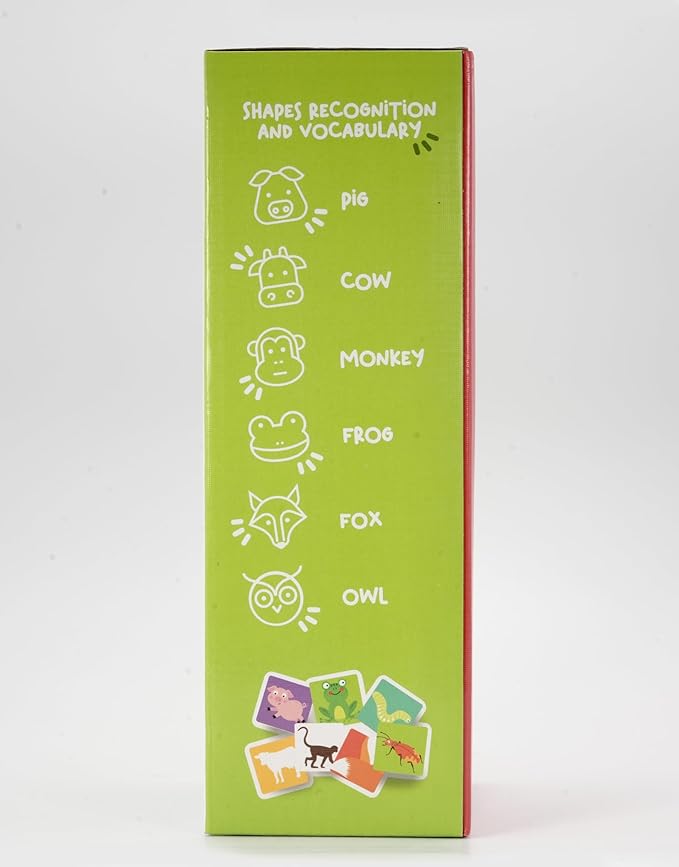 Nene Toys Wooden Tumble Tower Game with Animals & Colors, 4-in-1 Educational Family Board Game for Kids Ages 3-9, Creativity & Cognitive Skills Booster - Gift for Boys Girls 3+ Years