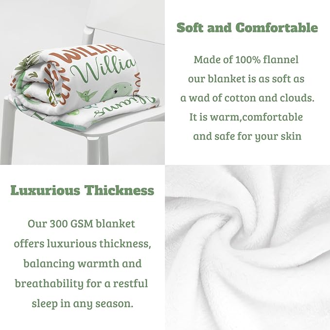 Personalized Baby Blanket - Custom Name Blanket for Girls & Boys, Super Soft Plush Fleece