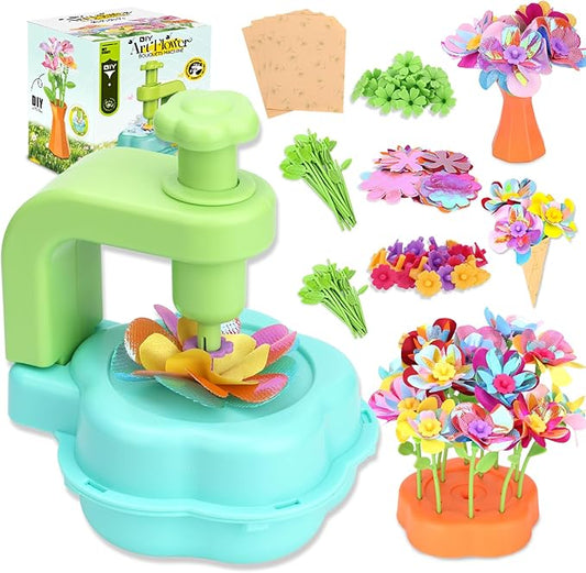 Crelloci DIY Fabric Flower Bouquet Craft Kit - Creative Handmade Floral Arrangement Toy Set, Arts and Crafts Gift for Toddlers Kids Girls & Boys Ages 3+