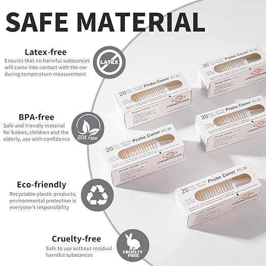 300 Counts Thermometer Ear Covers, Ear Thermometer Probe Covers, Lens Filters/Refill Caps for All Braun Ear Themometer Models, BPA Free Digital Disposable Ear Thermometer Covers