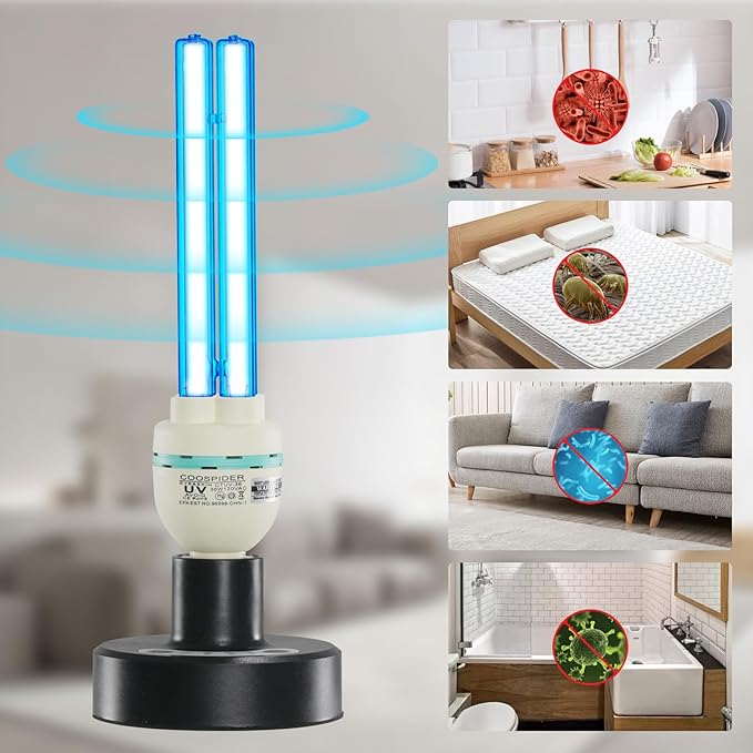 36Watts UV Sanitizer Lamp with Remote Control Powerful UVC Light with E26 Base for Basement/Bedroom/Kitchen/Office/Storehouse/Car, 3-Gear Timer 110V Ozone Free