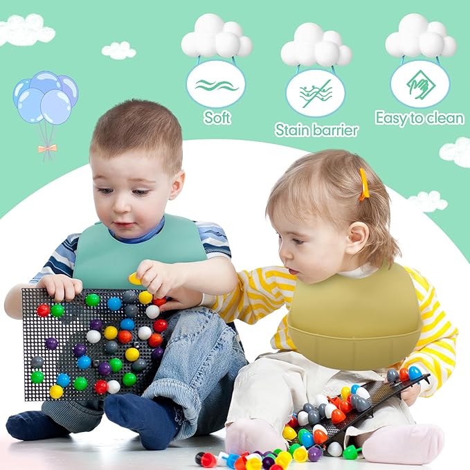 Mepase Silicone Bibs Waterproof Silicone Baby Bibs Soft Adjustable Baby Feeding Unisex Kid Eating Supplies