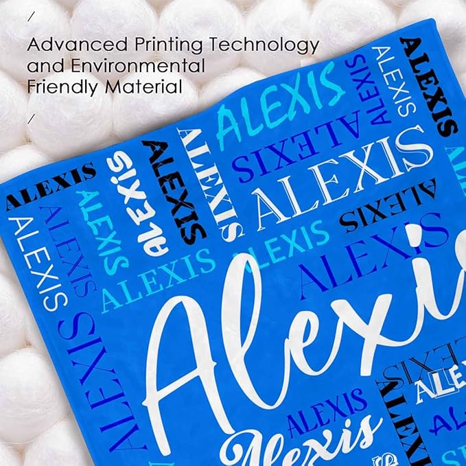 M YESCUSTOM Custom Name Blankets for Boys Girls, Personalized Baby Blankets for Kids Adult Toddler Customized Soft Throw Blanket Birthday Christmas Valentines Day Blue