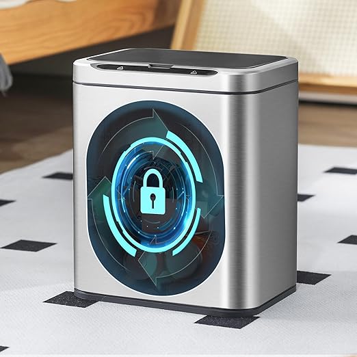 ELPHECO Stainless Steel Office Trash Can Motion Sensor Garbage Can Touchless Smart Trash Can Automatic Waste Bin for Kitchen, Office, Bathroom (Silver, 3.5 Gallons)