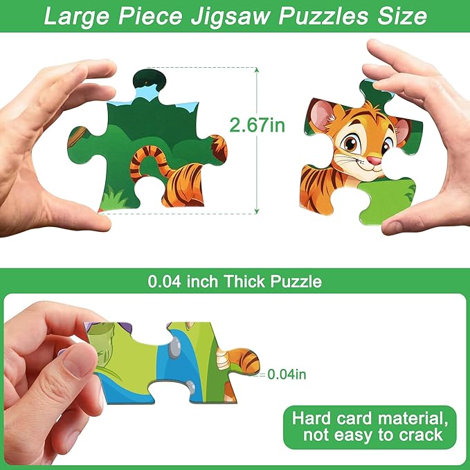 LELEMON Puzzles for Kids Age for 3-5,24 Large Piece Animal Puzzles for Toddler Kids,Children Learning Educational Puzzles Toys for Boys and Girls(6 Packs)