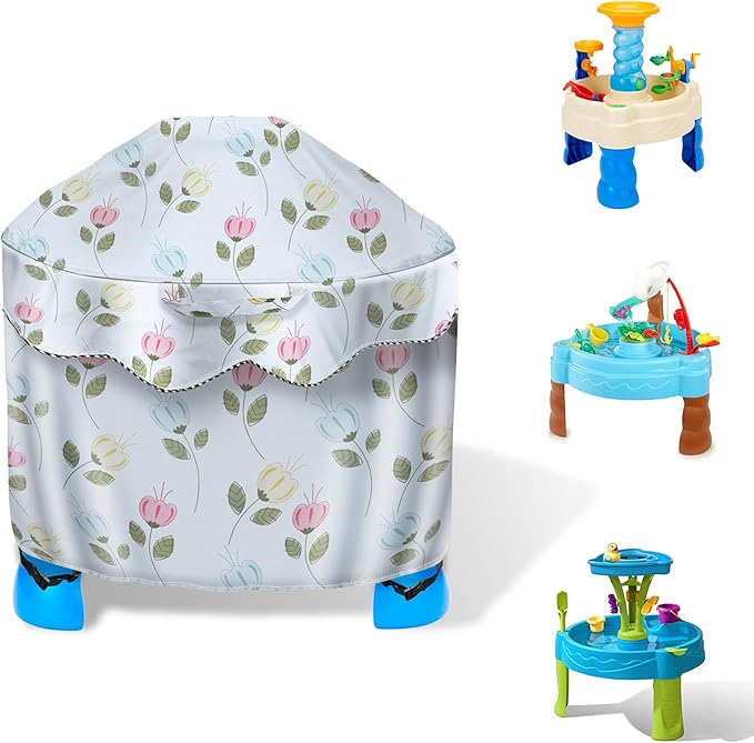 Kids Water Table Cover Fit Little Tikes Fish 'n Splash Water Table, Waterproof Dust Proof Outdoor Toys -Cover only,34"Dx20"H (Flowers)