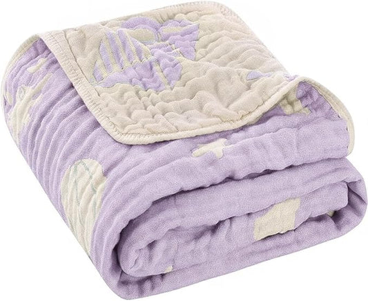 Ultra-Soft Muslin Baby Blanket (43x43 Inches,Lavender Ocean, 1-Pack)