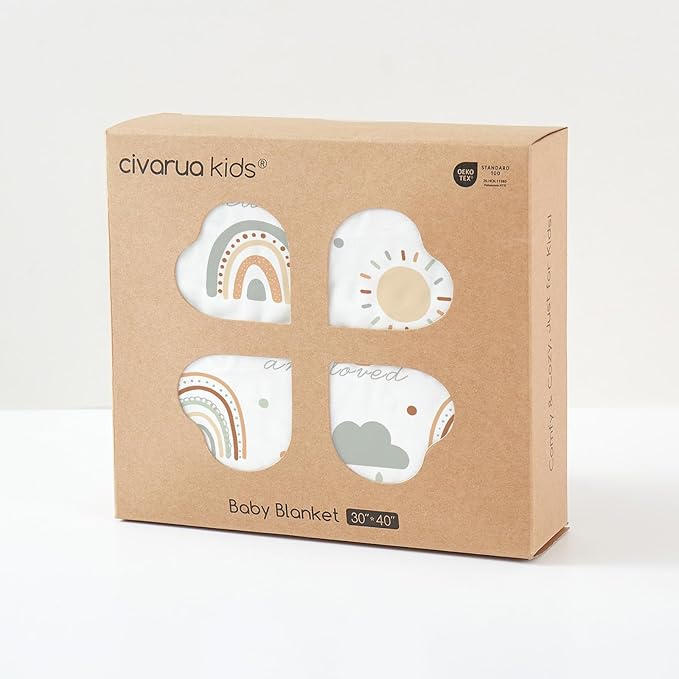 Baby Blankets for Unisex Boys Girls - Super Soft Clouds Rainbow Nursery Minky Blankets, 30 x 40 Inch Dotted Fleece Backing, Printed Bed Throws Newborn