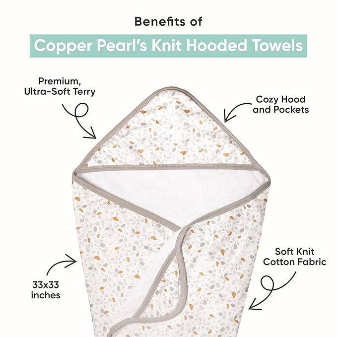 Copper Pearl Hooded Bath Towels Premium Knit/Terry Cloth Baby Towels with Hood, Pockets, and Cool Designs - Great to Gift and Make Bath Time Fun - Baby Bath Towel, Bloom