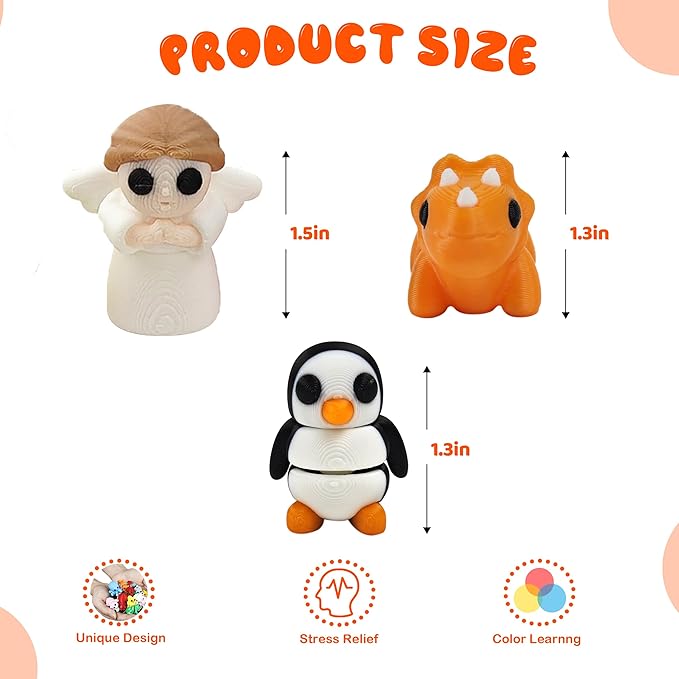50 pcs Animal Figurines, 3D Printed Animal Figurines Set, Articulated, Party Favors, Pocket Fidget Toys Bulk, Goodie Bag Stuffers, Gifts for Boys Girls Toddlers, Office Desk Pets, Classroom rewards