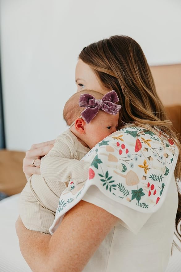 Copper Pearl Premium Baby Burp Cloths - 3-Pack Large Cotton Burp Cloths, Extra Soft Spit Up Rags with 3 Absorbent Layers, Perfect for Baby Girl Gifts (21" x 10" Size, Ivy Set)