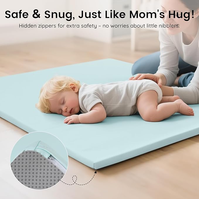 INNO STAGE Baby Play Mat 50x50 Inches, 1-Inch Thick Foam Play Mat for Babies & Kids – Extra Soft & Durable Padded Baby Mat for Floor, Non-Slip Crawling Mat for Playpen, Tummy Time, Yoga & Playroom