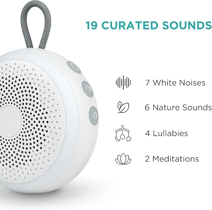 LittleHippo White Noise Machine | Portable Sound Machine for Babies, Kids, Adults | Sleep Soother | 19 Soothing Sounds | Long Battery Life | Travel, Registry, Baby Shower, Gift