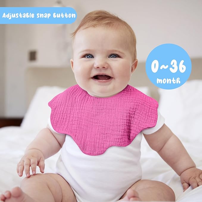 EllieHouse Baby Bibs for Girls Boys 10Pack Muslin Drool Teeth Drooling Teething Bibs Muslin Cotton for Infant Toddler