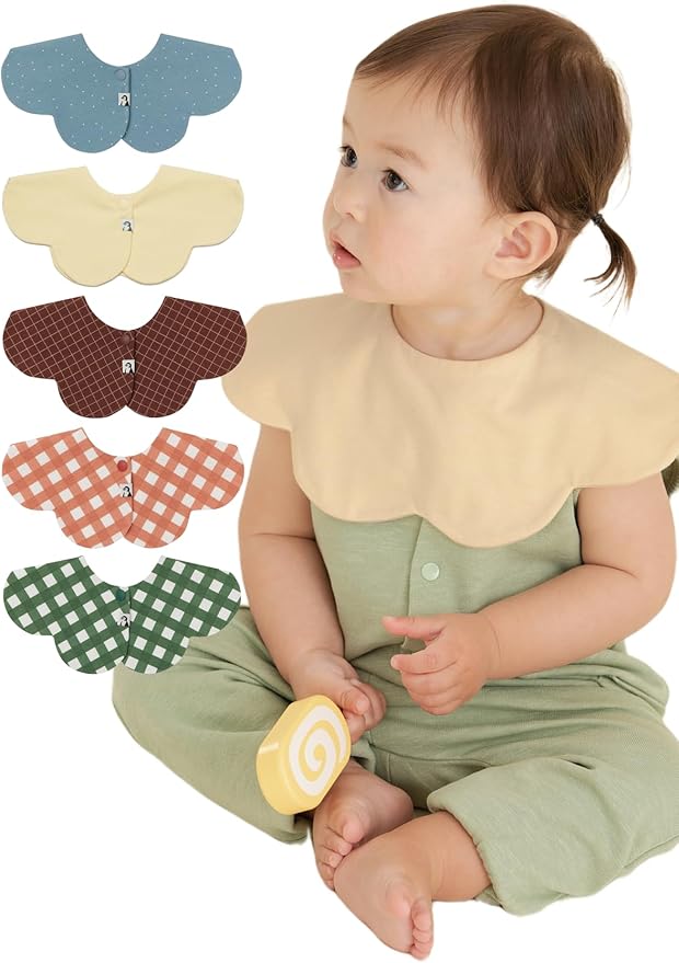 Konny Baby Bibs Set, 360 ° Rotate, Soft and Absorbent Bandana Drooling for Boys Girls baby Essentials