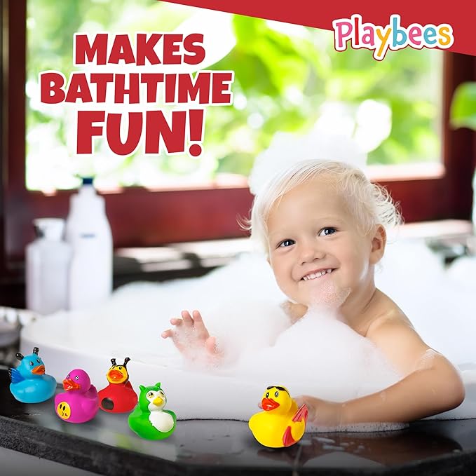 Playbees Rubber Ducks in Bulk 100 Pack Assortment Duckies Kids Baby Bath Shower Toys Jeep Ducking Floater Summer Beach Pool Activity Baby Showers Accessories Classroom Incentives