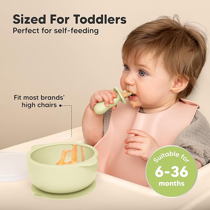 KeaBabies 2-Pack Baby Bowls with Suctions, Lids - Silicone Toddler Suction Bowls for Baby Boy, Girl, Kids, Food Grade Silicone, BPA-Free, Dishwasher Safe, Toddler Eating Essentials (Pastel Sky)