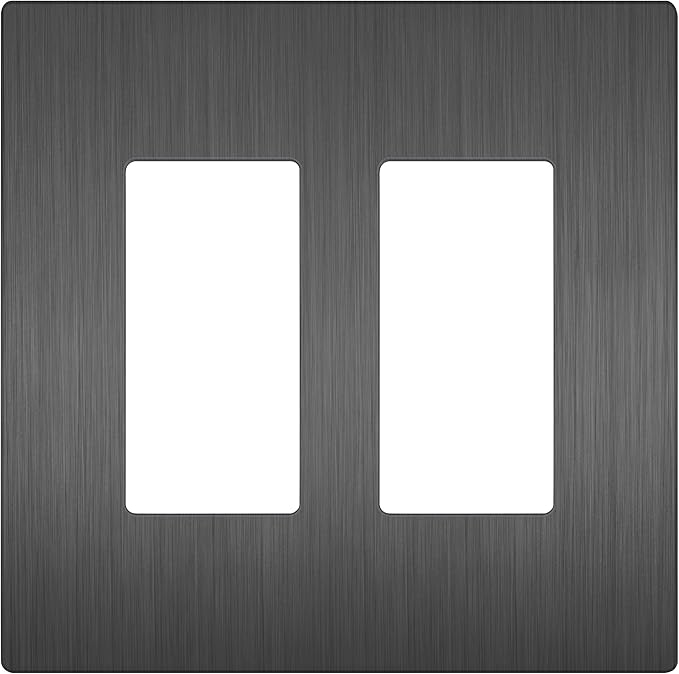 LIDER Brushed Finish Decorator Switch Cover, Screwless Wall Plate, Mid-Size 2-Gang 4.88" x 4.92", Unbreakable Polycarbonate Thermoplastic, UL Listed, LSWP-32M-BSG, Brushed Space Gray