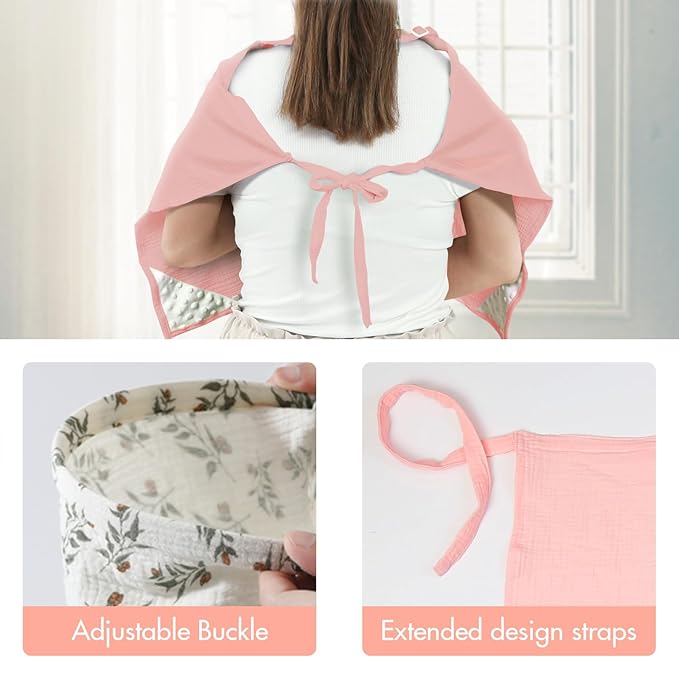 2-Pack Nursing Covers for Breastfeeding - Lightweight, Breathable Baby Breastfeeding Covers with Arch Neckline & Adjustable Straps, Pink & Bunny Design, Privacy Nursing Cover for Women