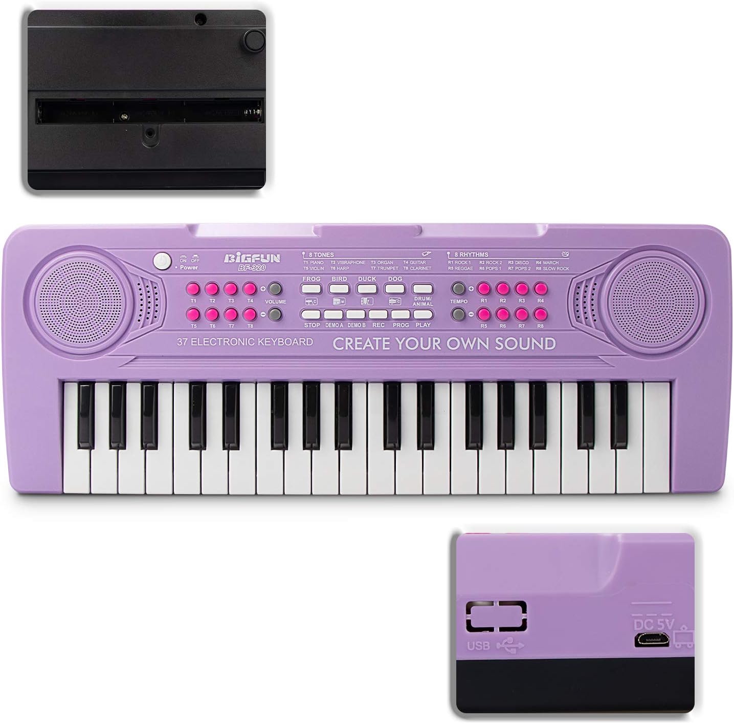 Kid Keyboard Piano - 37 Keys Toddler Keyboard Multifunction Music Educational Instrument Toy Electronic Piano for 3, 4, 5, 6, 7, 8 Girls and Boys (Purple)