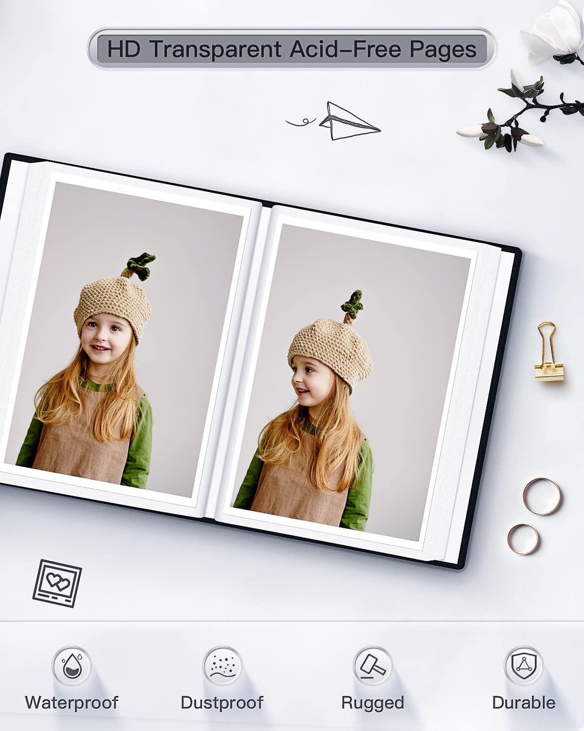 popotop Photo Album 4x6-100 Photos Photo Books with 100 Vertical Pockets,Linen Cover Albums for Family Wedding Anniversary Baby Vacation Pictures