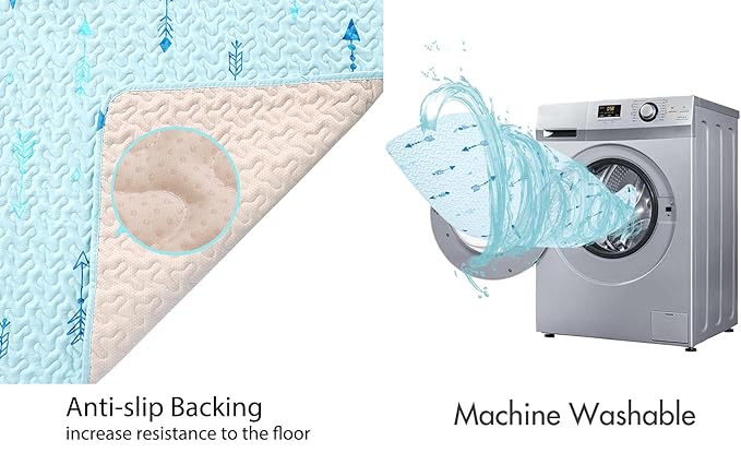 Baby Floor Play Mat Foldable Crawling Mat, 50x50 Play Mat for Playpen, Washable Non Slip One-Piece Playmats Portable, Cushioned Baby Tummy Time Mats for Infants and Toddlers (Arrow)