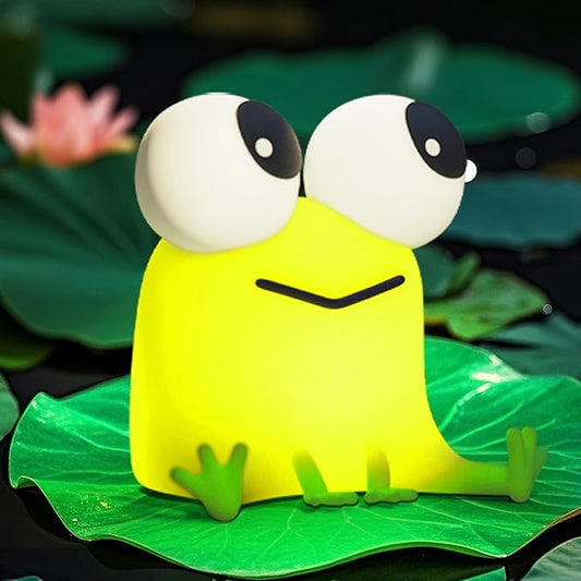 Cute Frog Night Light, LED Silicone Squishy Novelty Animal Lamp,3 Levels Dimmable/Timer Nursery Nightlight for Kids, Rechargeable Touch Bedside Lamp, Bedroom/Dorm Decor, Baby Boys Girls Gifts