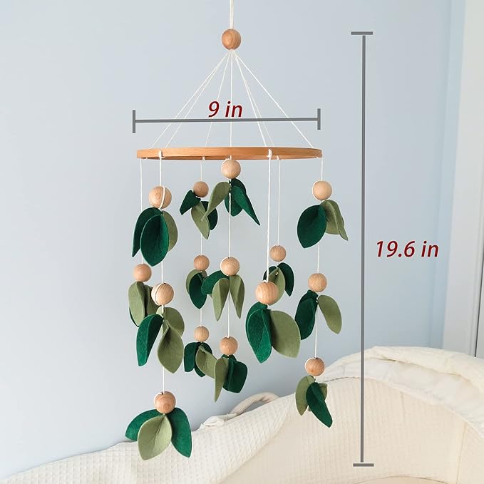 Green Leaf Crib Mobile, Forest Crib Mobile for Boys & Girls, Forest Baby Mobile for Crib, Woodland Mobile for Crib